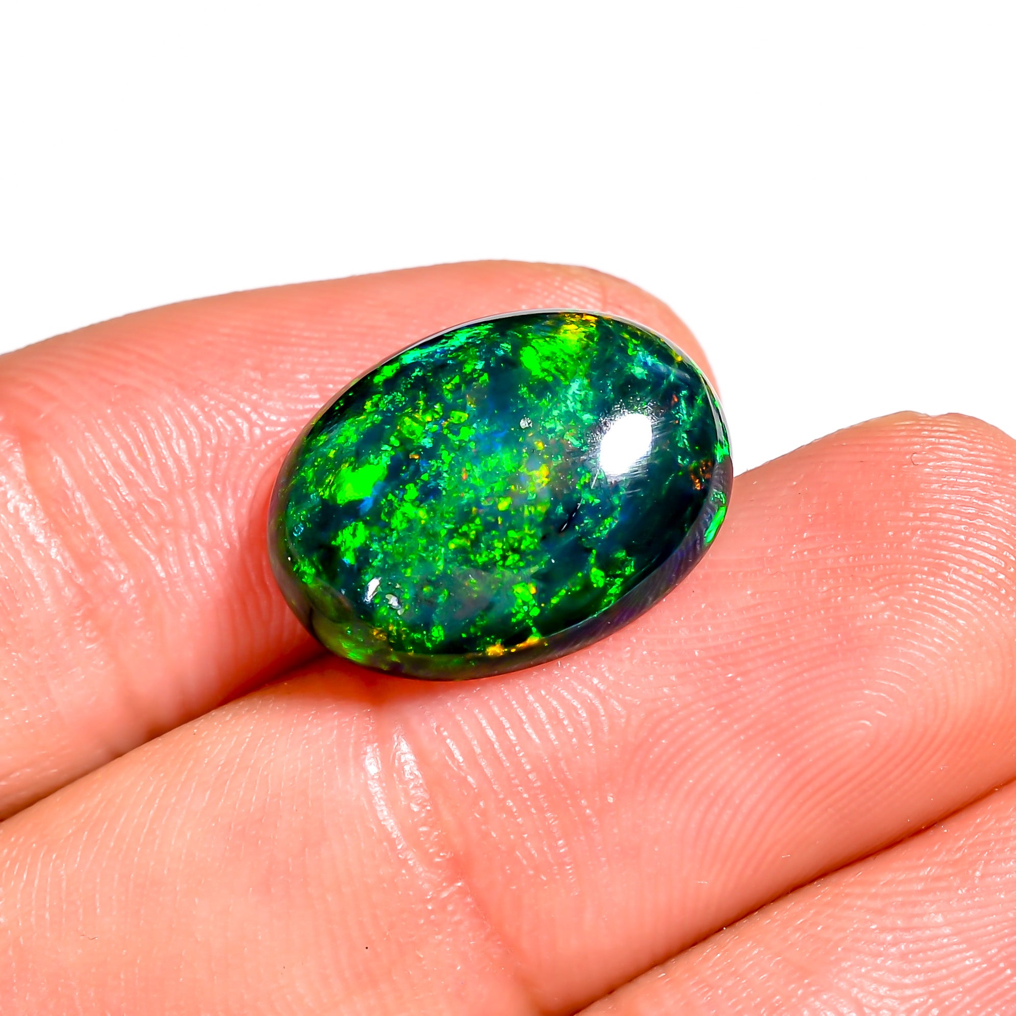 6CT Black Ethiopian Opal Cabochon - Oval Shape, 16X12X5 MM
