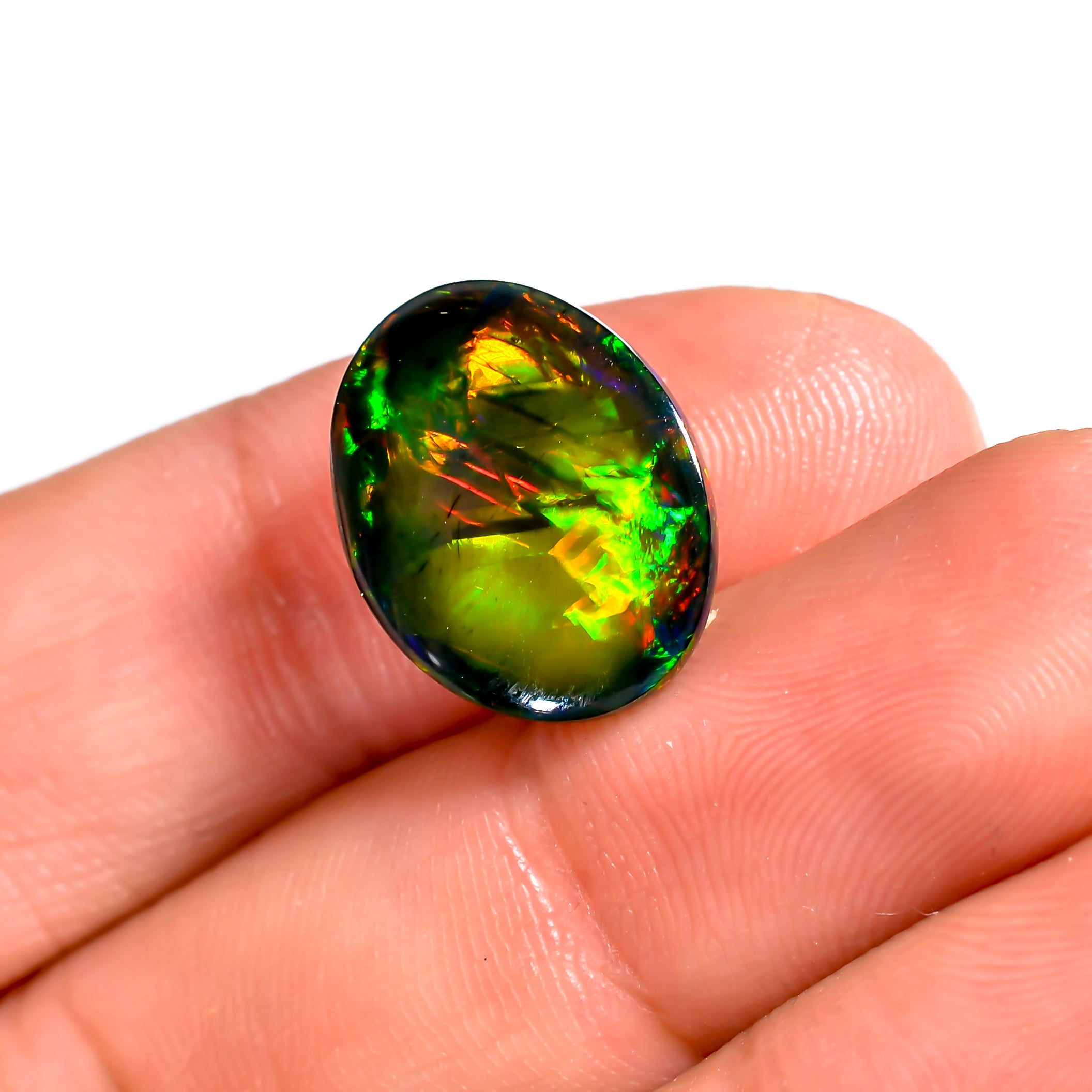 6.5CT Black Ethiopian Opal Cabochon - Oval, 15X12X7 MM
