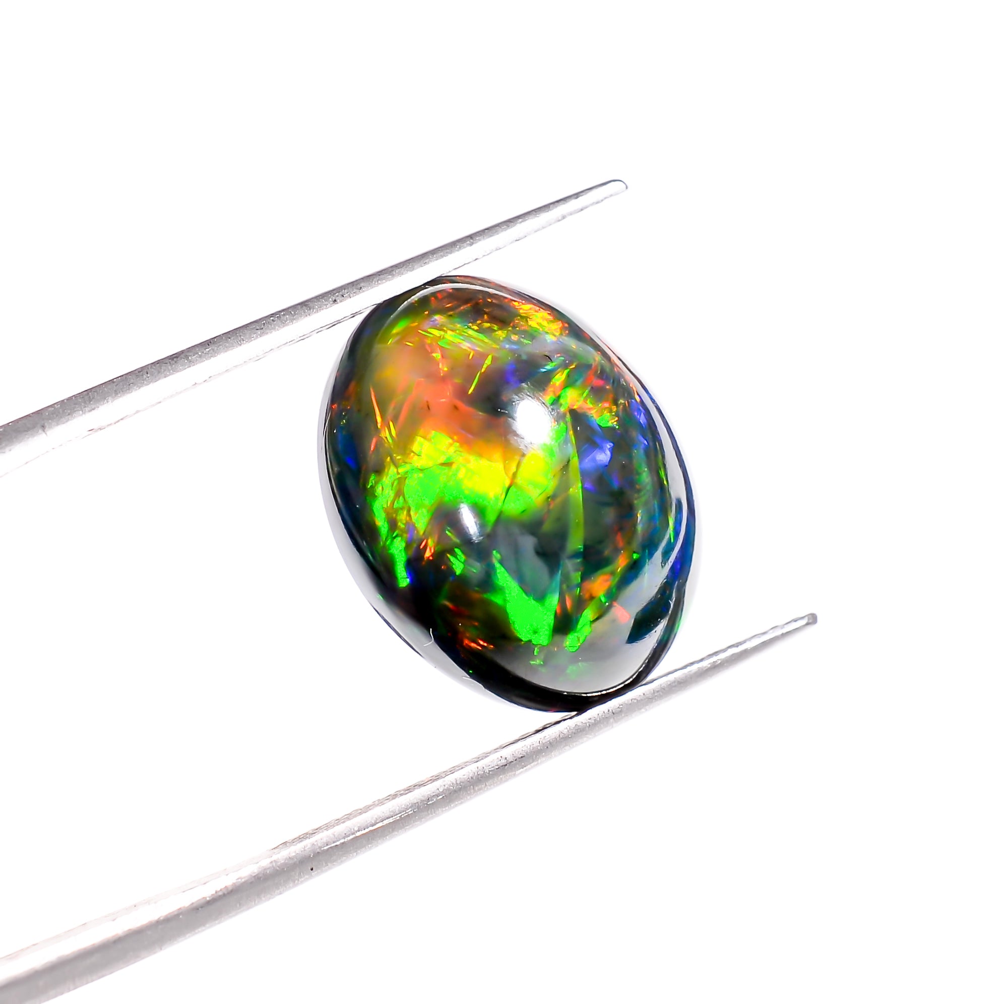 6.5CT Black Ethiopian Opal Cabochon - Oval, 15X12X7 MM