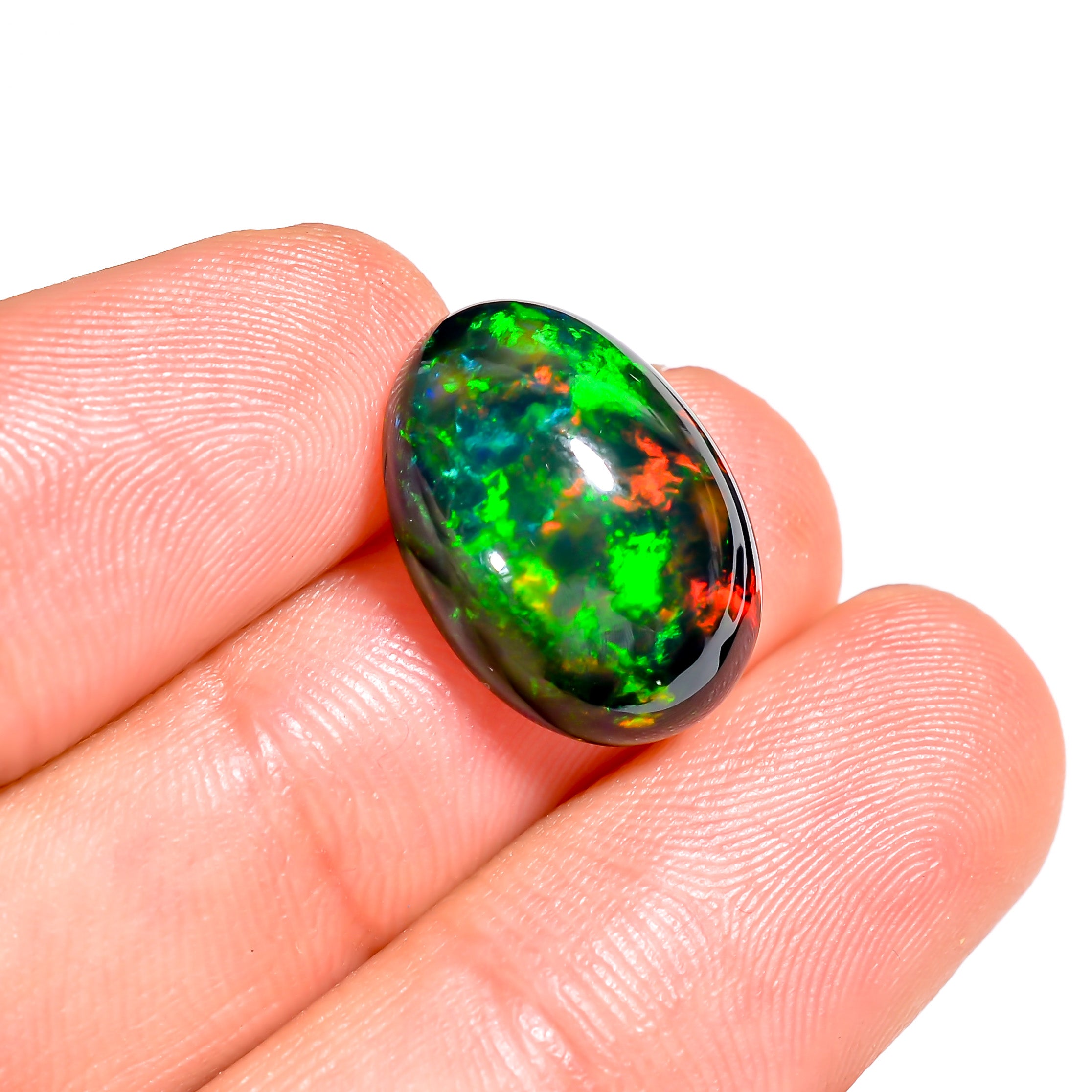 6.5CT Black Ethiopian Opal Cabochon - Oval, 17X12X6 MM