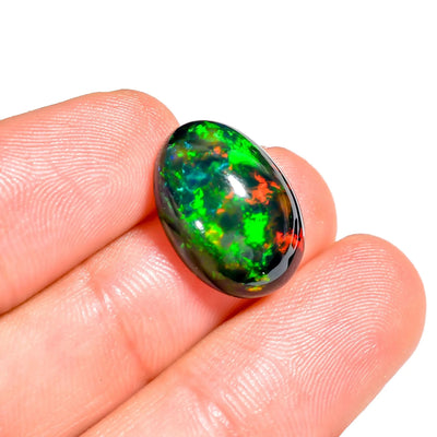 6.5 Ct Natural Black Ethiopian Opal Cabochon - Rare Oval Fire Play Gemstone for Custom Jewelry