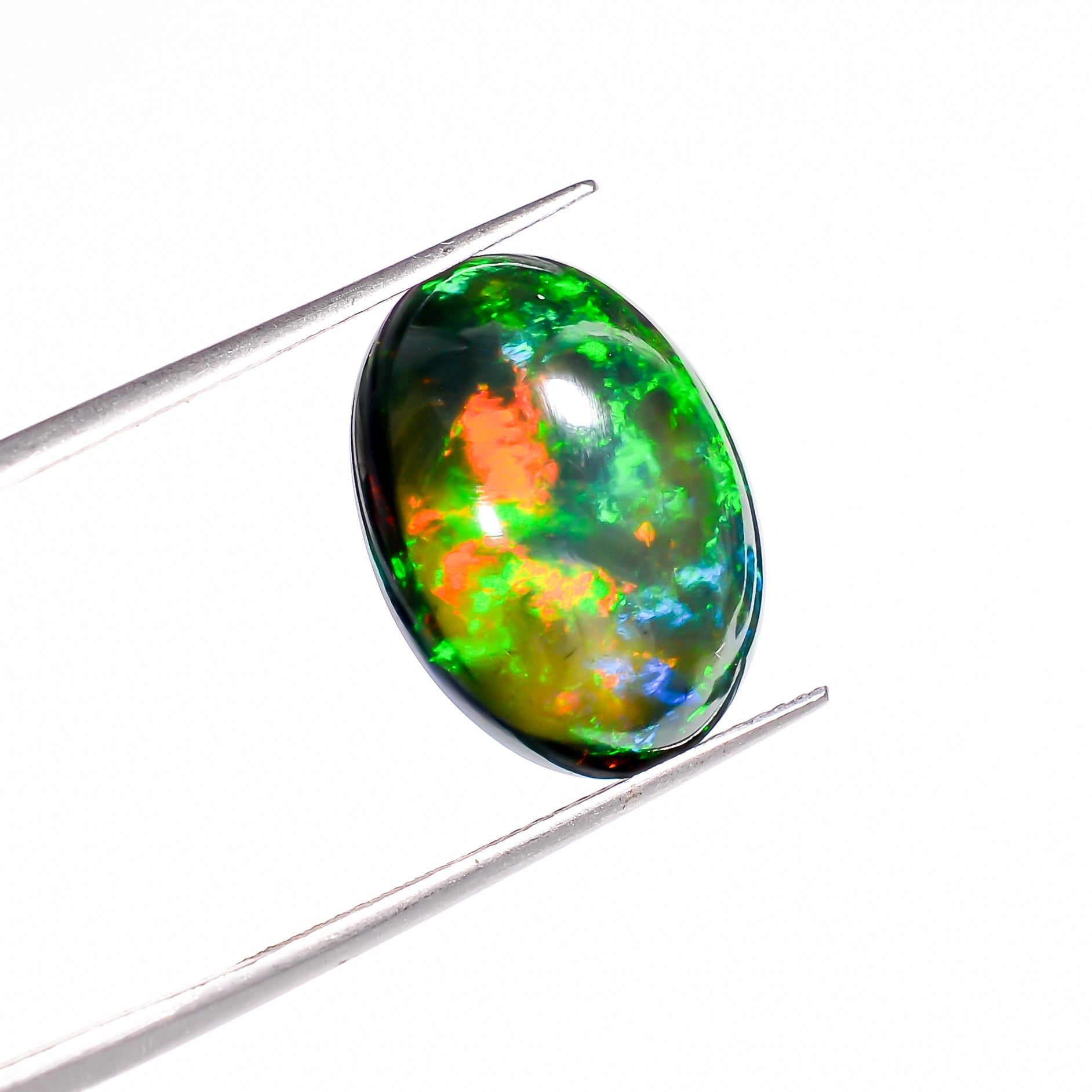 6.5CT Black Ethiopian Opal Cabochon - Oval, 17X12X6 MM