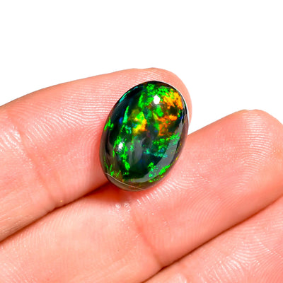 Black Ethiopian Opal | Oval Cabochon With Intense Fire Play