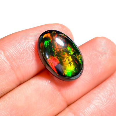 Oval Shape Black Ethiopian Opal Cabochon | High-Fire Natural Gem