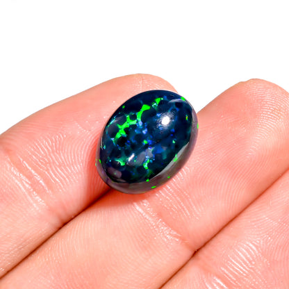 Stunning Play of fire in 5.5 Ct Black Ethiopian Opal Cabochon