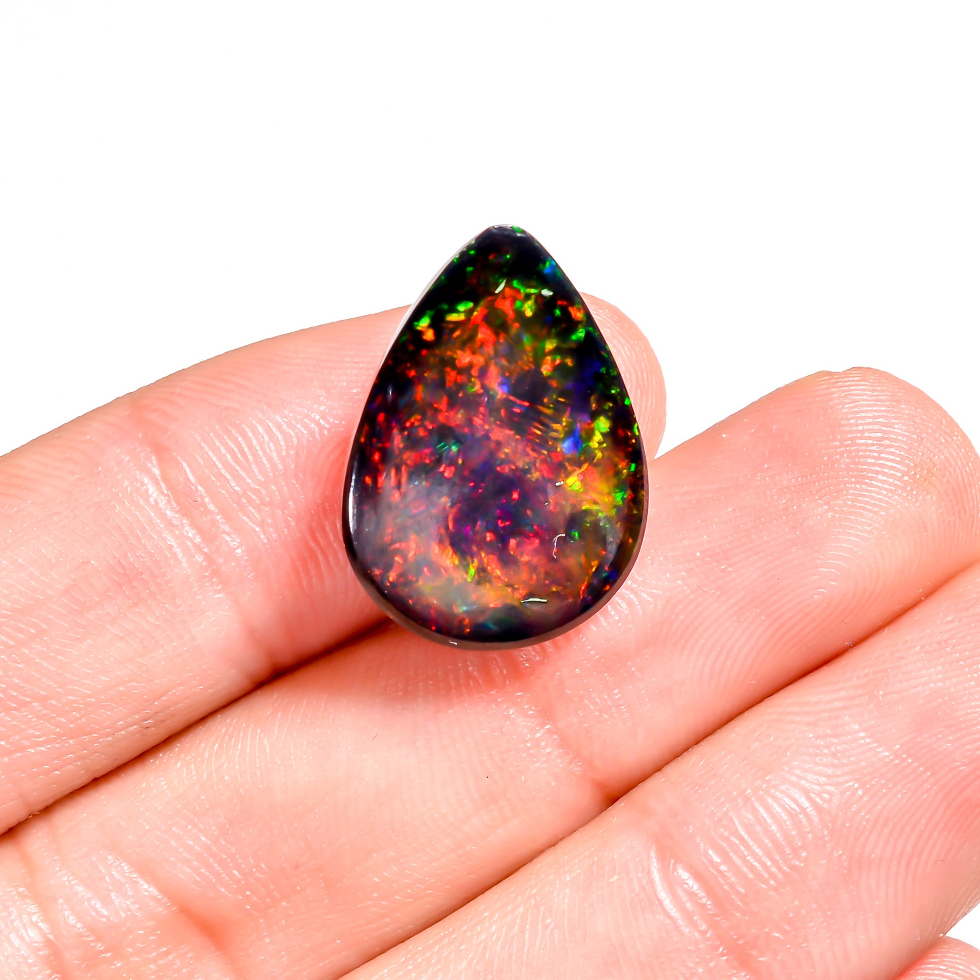 Rare 9.00 carat Black Ethiopian Opal Loose cabochon gemstone 
