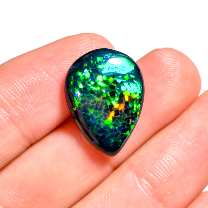 7CT Black Ethiopian Opal Cabochon - Pear Shape, 20X15X5 MM