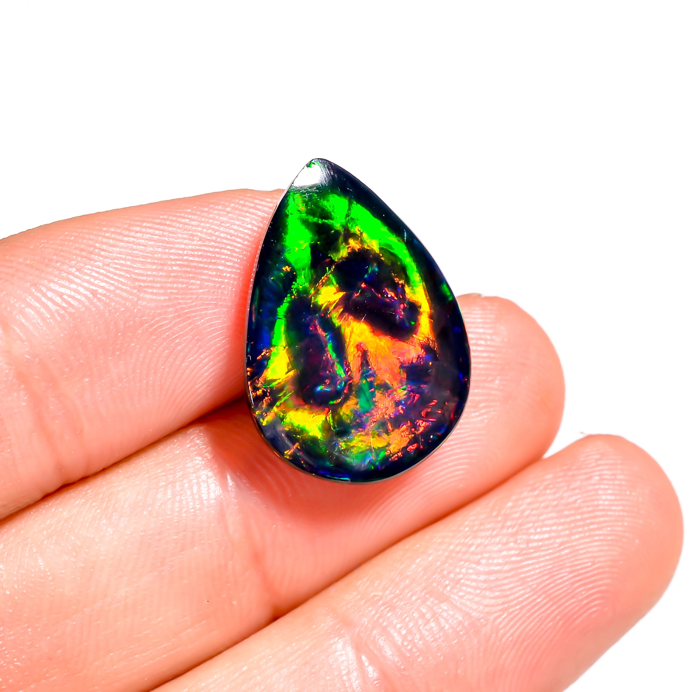 7CT Black Ethiopian Opal Cabochon - Pear Shape, 20X15X5 MM