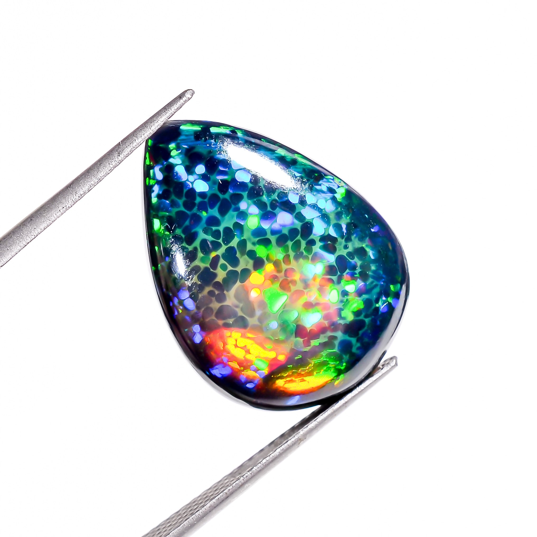 7CT Black Ethiopian Opal Cabochon - Pear Shape, 20X15X5 MM