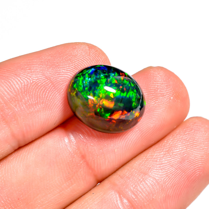 6.5CT Black Ethiopian Opal Cabochon - Oval Shape, 15X12X7 MM