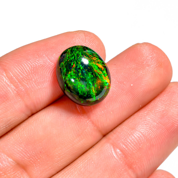 6.5CT Black Ethiopian Opal Cabochon - Oval, 15X12X7 MM