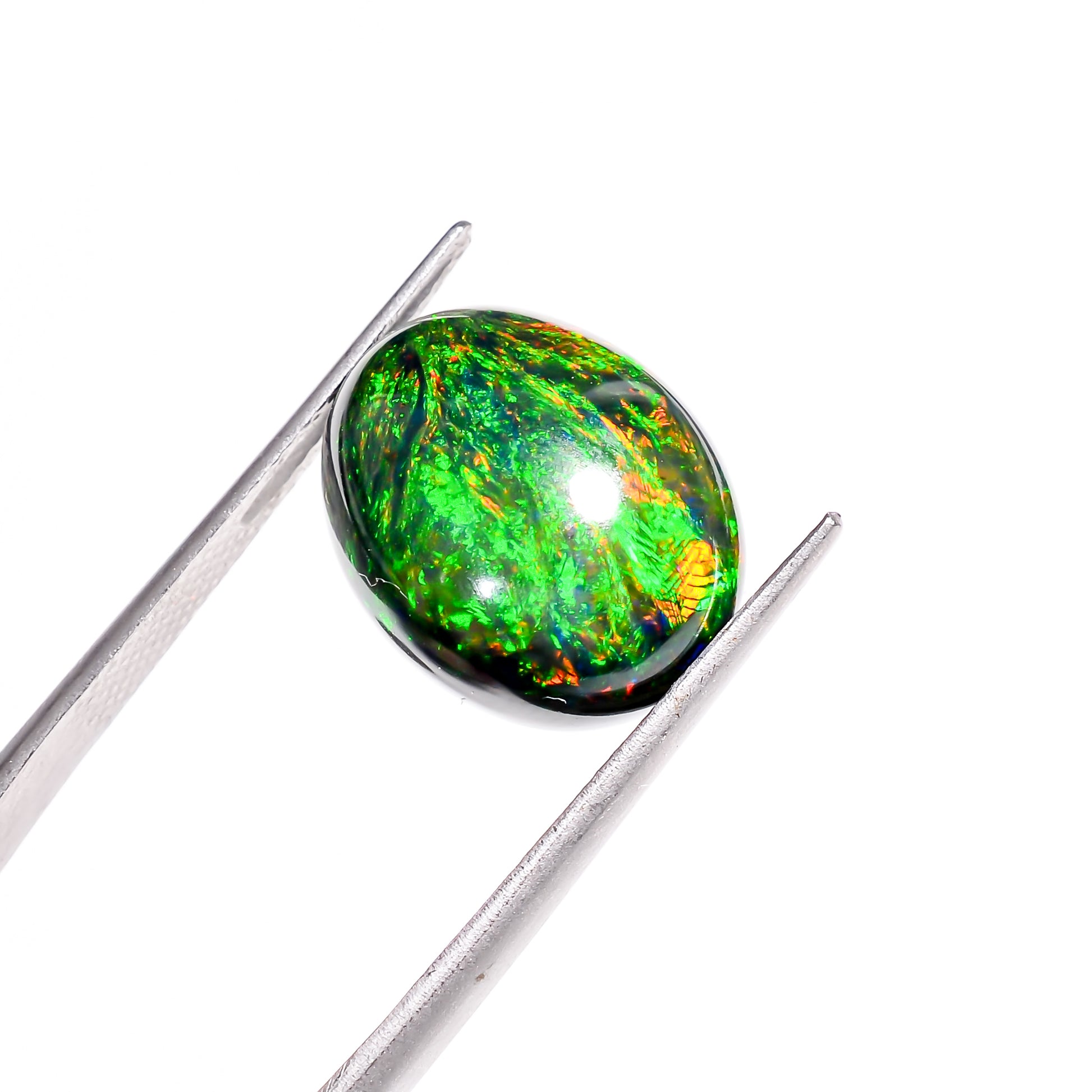 6.50 carat oval black opal with play-of-color – perfect for Rings or Pendants 
