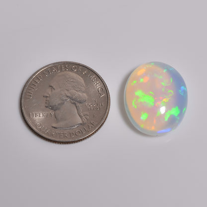 14.00 carat white Ethiopian opal loose gemstone with vibrant color play
