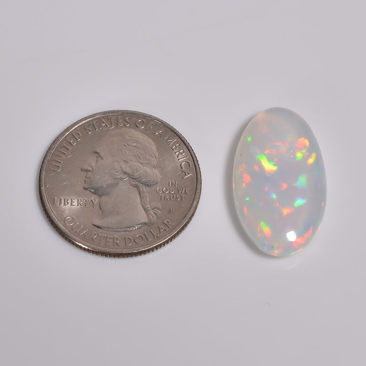 10Ct White Ethiopian Opal Cabochon – Oval, 24X14X5 MM