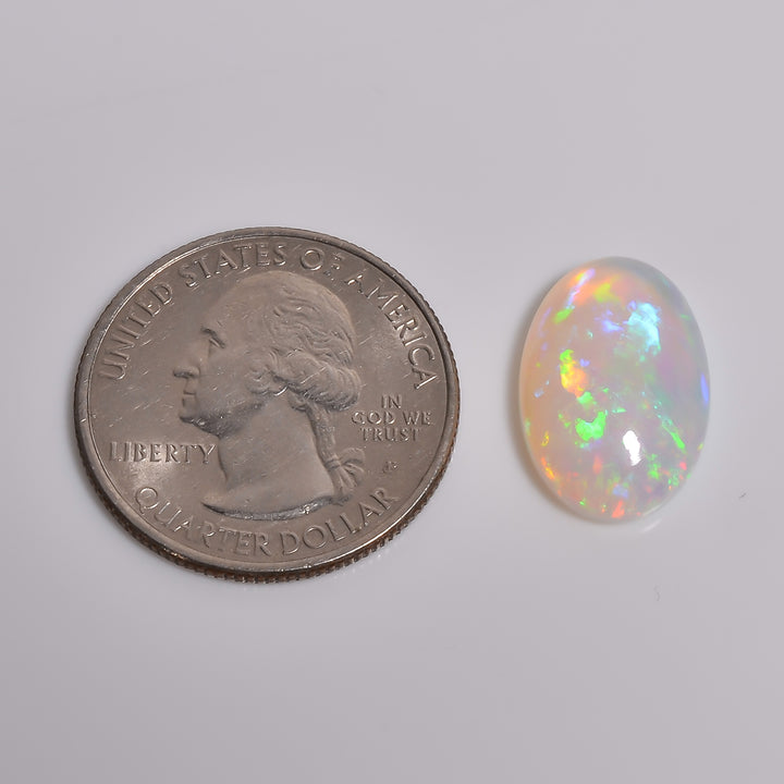 5.5CT White Ethiopian Opal Cabochon - Oval, 17X12X5 MM