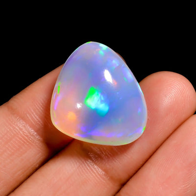 16.5 Ct White Ethiopian Opal Cabochon – Deep Multi Fire Collector Gemstone