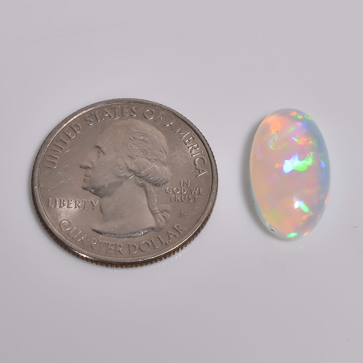 5.5CT White Ethiopian Opal Cabochon - Oval, 18X10X6 MM