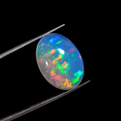 Rare White Ethiopian Opal 8.50 Carat Loose Cabochon Gemstone 

