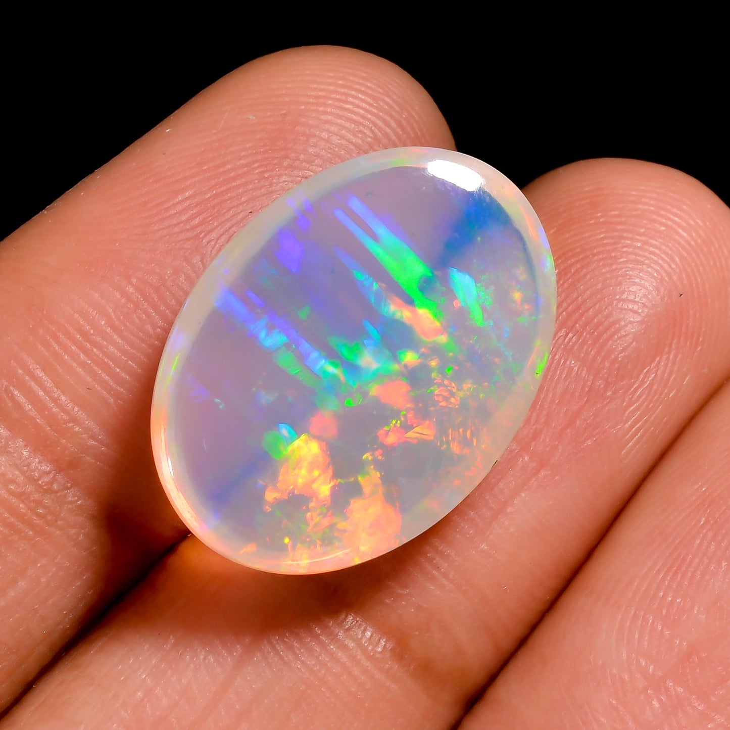 Precious White Ethiopian Opal Oval cut Loose Cabochon Gemstone 
