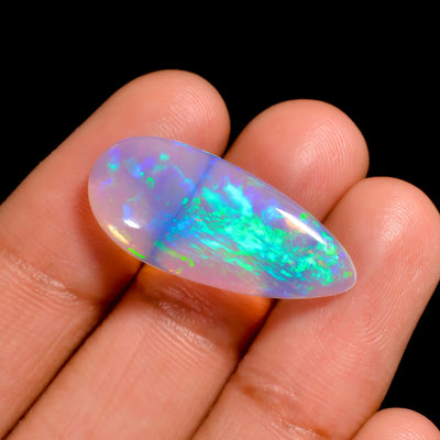 07.00 Ct White Ethiopian Opal Cabochon - Pear Shape, 26X11X4 MM Fire Opal