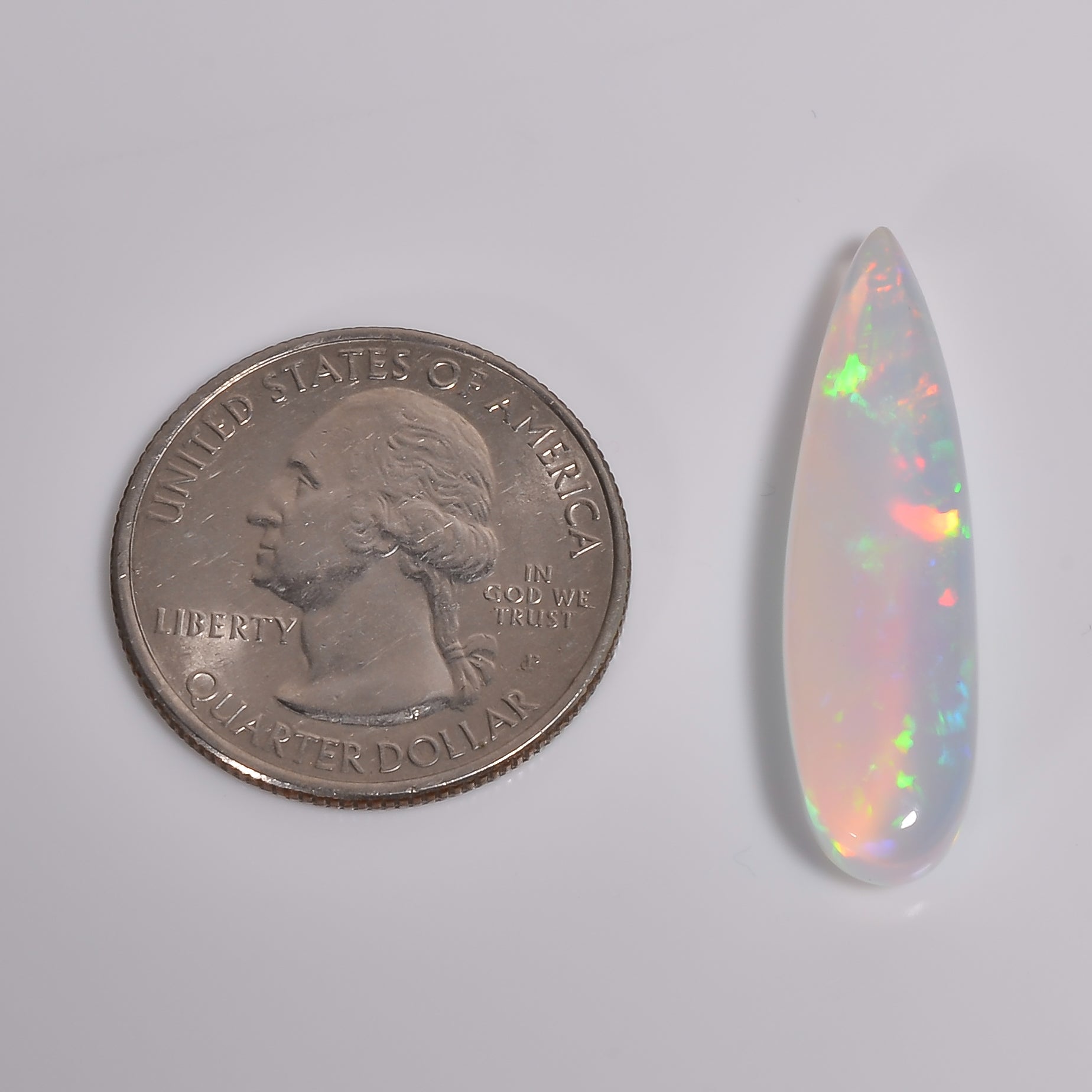 10Ct White Ethiopian Opal Cabochon - Pear Shape, 33X9X6 MM