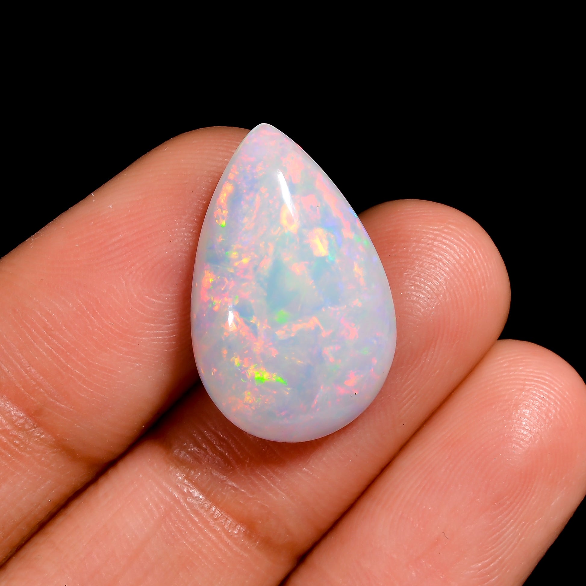 Pear shape White Opal Multi Fire Gemstone 
