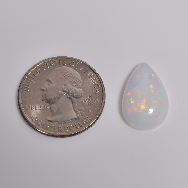7CT White Ethiopian Opal Cabochon - Pear Shape, 20X13X5 MM