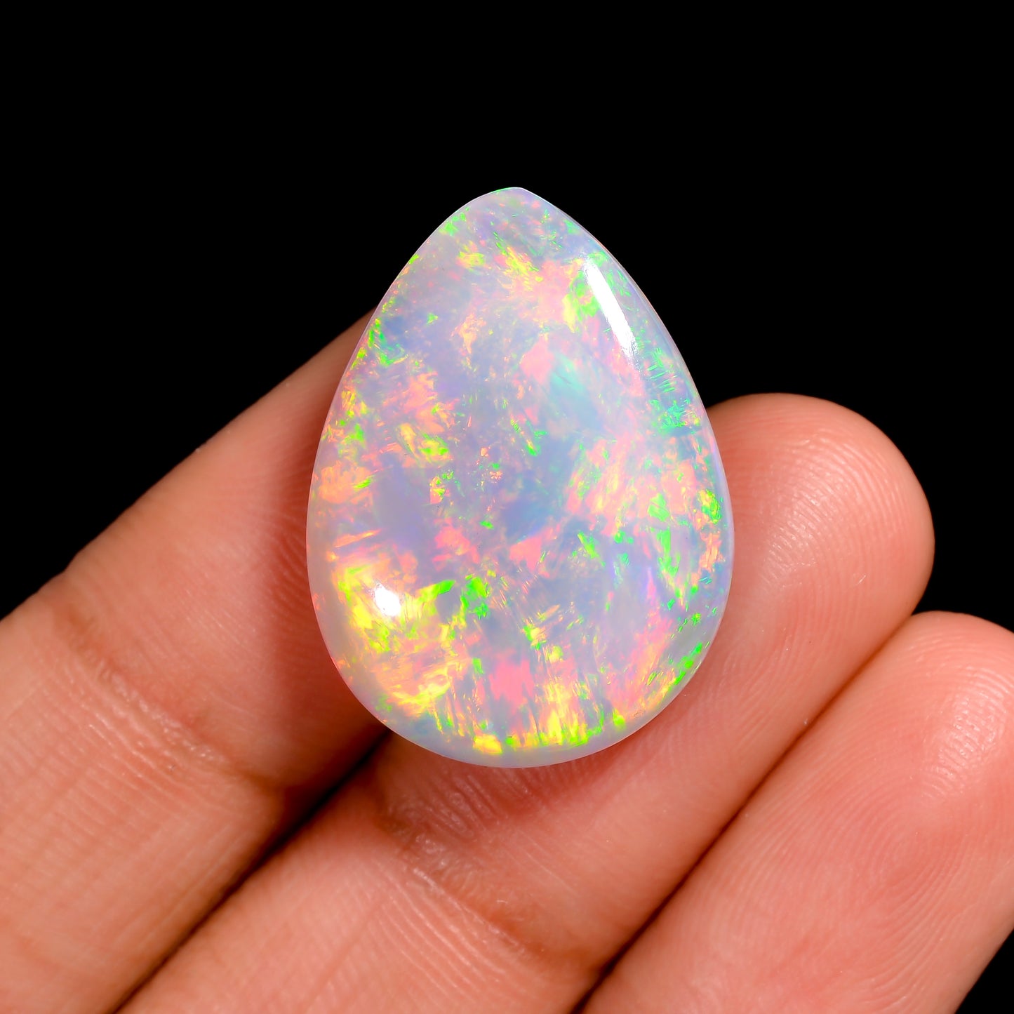 Stunning White Ethiopian Opal Pear Gemstone 

