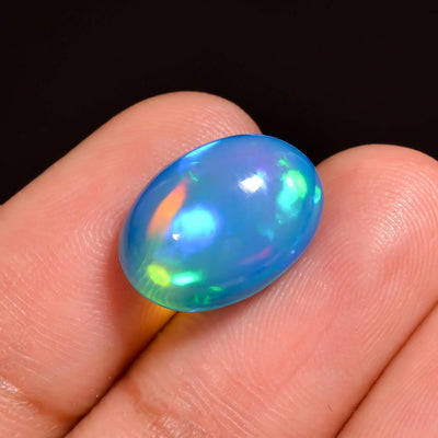 04.50CT Oval Sky-blue Ethiopian Opal Cabochon measuring 14X10X5 MM
