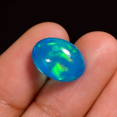 3.50 Ct Sky-blue Ethiopian Opal Cabochon - Oval Shape, 13X10X5 MM