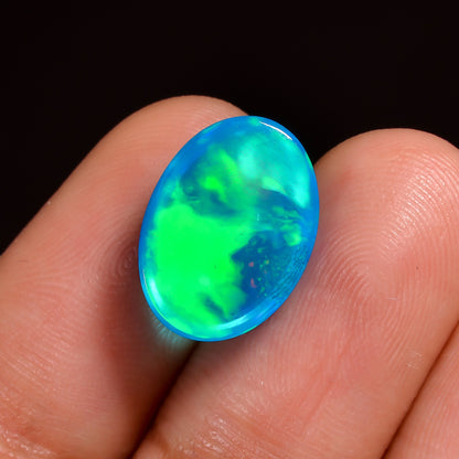 Loose 3.50 cts Sky Blue Ethiopian Opal - Oval cut gemstone 
