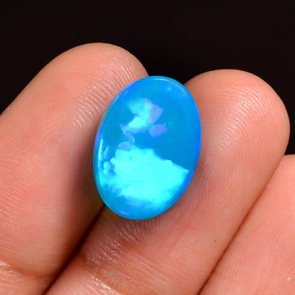 4.50 CT Oval Sky blue Ethiopian Opal Cabochons fire Natural Gemstone                                                                                                                                                                                                                                                                       
