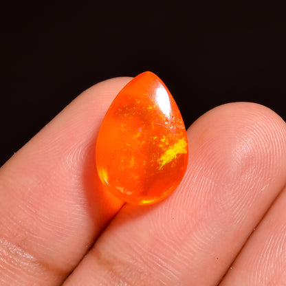 Orange Ethiopian Cabochons Pear Loose Gemstone Gift for her 
