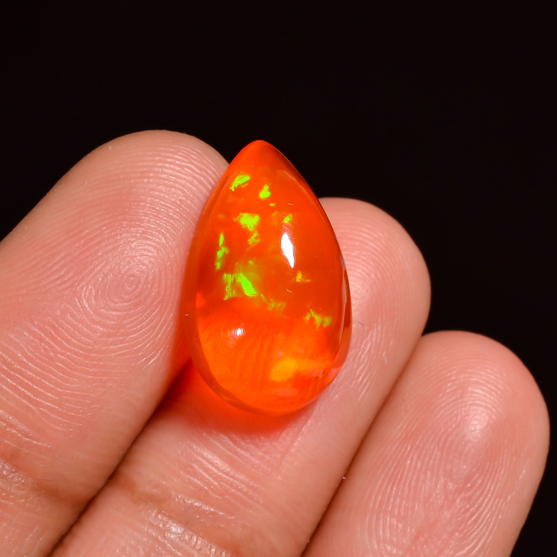 Ethiopian Fire Opal 5 Ct Cabochon – Orange Pear Gem