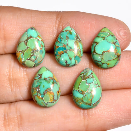 Natural Copper Turquoise loose stone in green, offered for jewelry suppliers looking for consistent, ready to set cabochon material