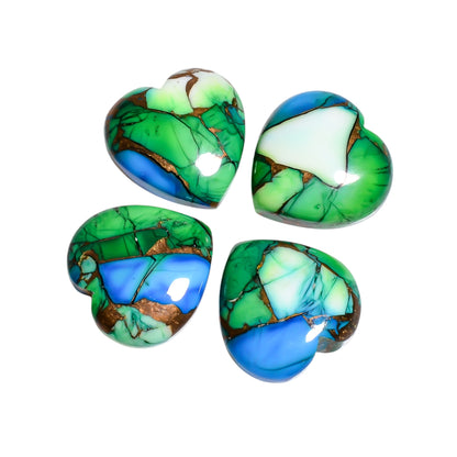 Green Mohave Turquoise heart cabochon, item AM-4178, a vivid green stone cut cleanly into a 15mm heart shape
