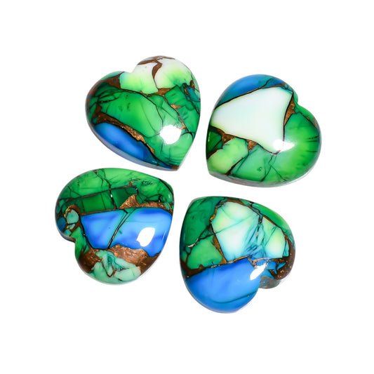 Green Mohave Turquoise heart cabochon, item AM-4178, a vivid green stone cut cleanly into a 15mm heart shape
