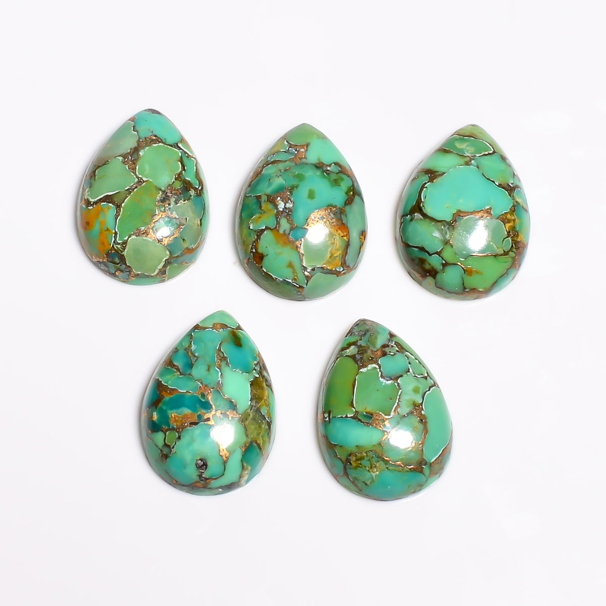 Green Copper Turquoise cabochon featuring a high polish finish, cut specifically for custom rings, pendants and artisan jewelry pieces