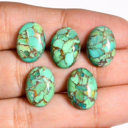 Green Turquoise oval cabochon cut for bezel style ring and pendant settings, offering a clean shape for custom jewelry work