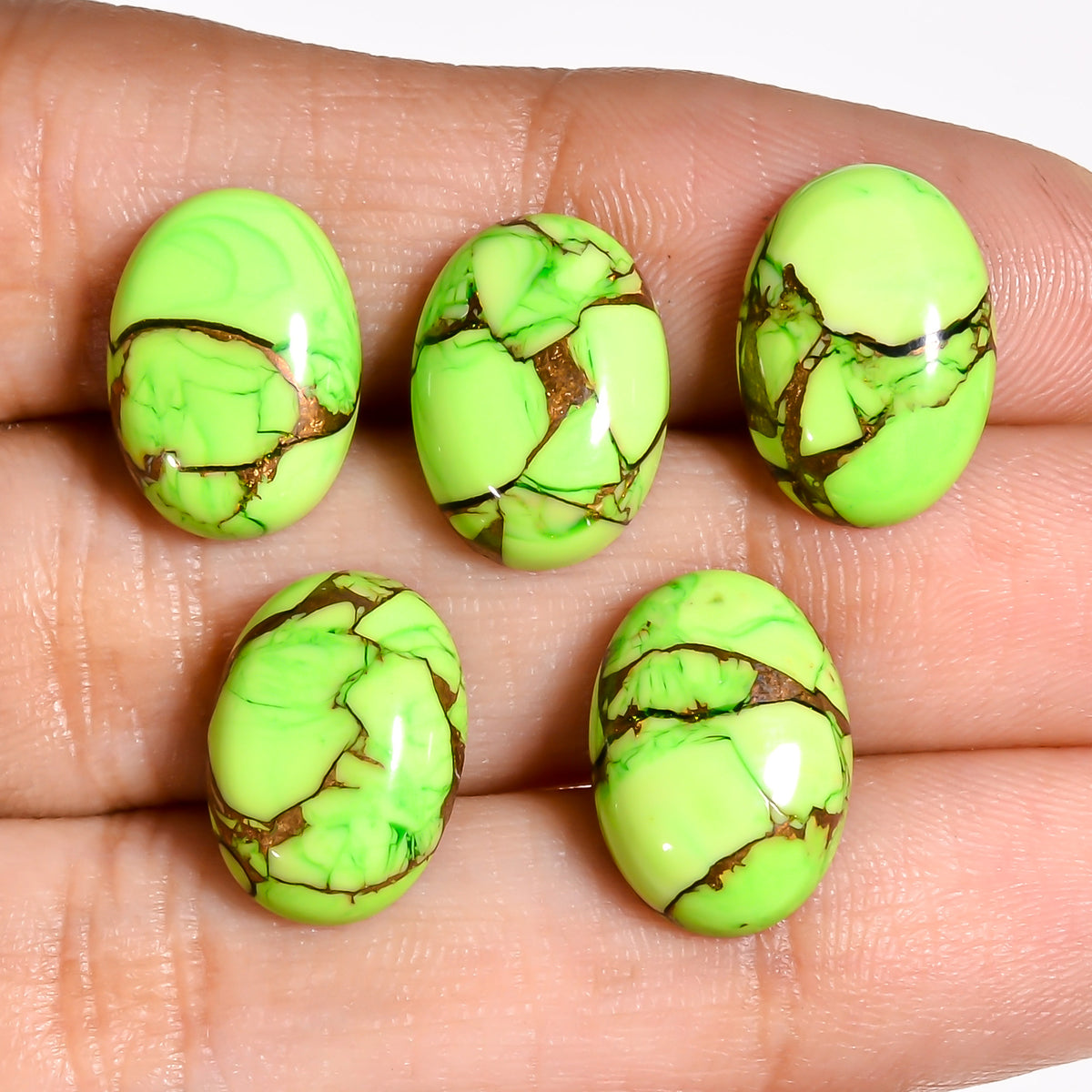 Light Green Turquoise oval cabochon supplied loose for necklace and earring makers looking for consistent color and finish