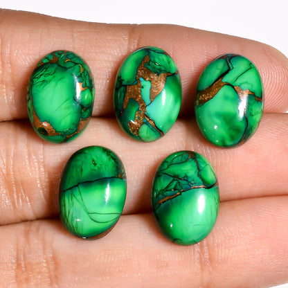 Green Turquoise oval cabochon priced for bulk wholesale ordering, suited for jewelry businesses stocking varied gemstone inventory
