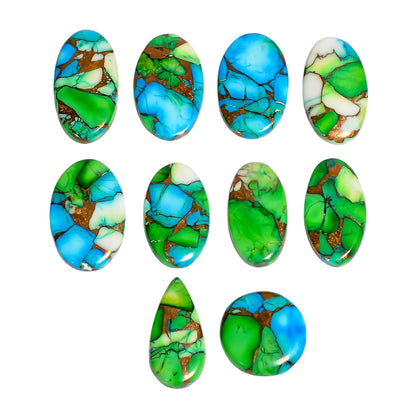 handmade jewelry stone Oyster Copper Turquoise flat back cabochon