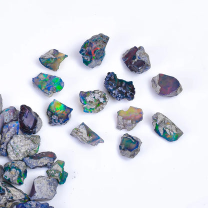 ethiopian black opal natural rough gemstone lot multi fire