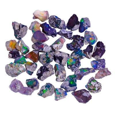 Natural Black Opal Raw Crystals, Multi Fire AAA Quality Ethiopian Opal Gemstone Mineral, Birthstone Healing Crystal,Jewelry Making Gemstone.