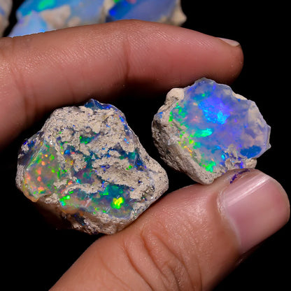 Natural Ethiopian Fire Opal Raw Crystal Lot, Loose Gemstones