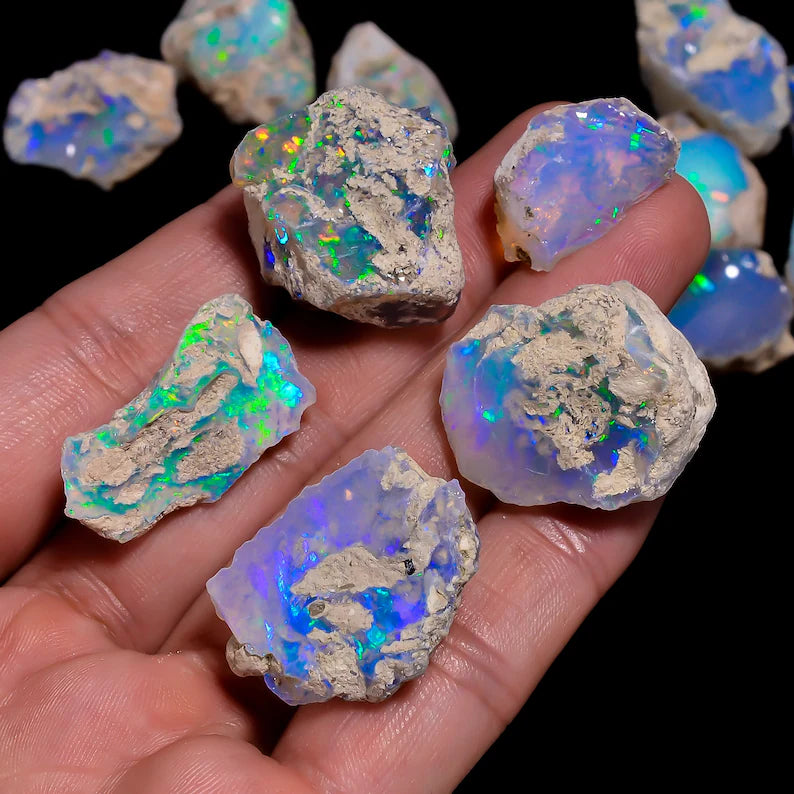 Natural Ethiopian Fire Opal Raw Crystal Lot, Loose Gemstones