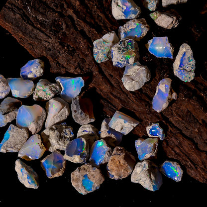 Natural Ethiopian Fire Opal Raw Crystal Lot, Loose Gemstones