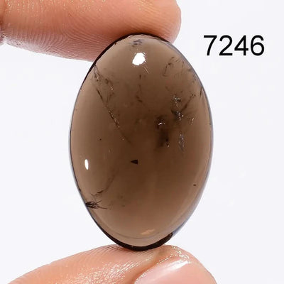 Natural Smoky Quartz Cabochon — AAA Premium Grounding Crystal | Smoky Quartz Meaning Stone for Jewelry Making | Oval Pendant Gemstone