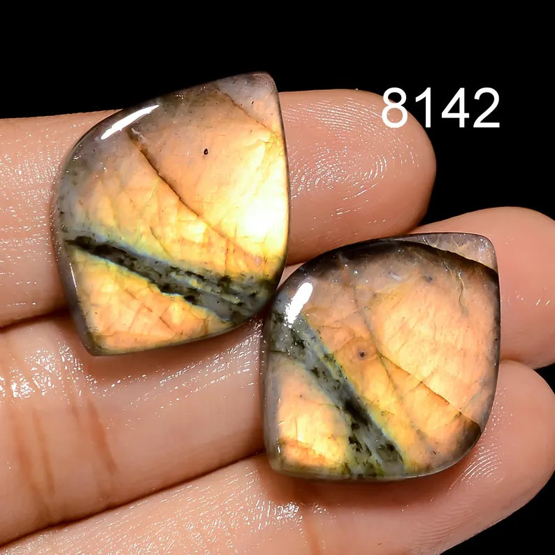 AAA Labradorite Cabochon Gemstone Pair, Mix Shape, Jewelry Making