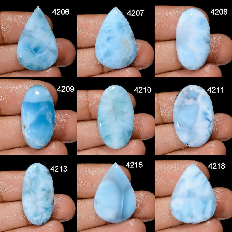 Natural Larimar Cabochon, Blue Gemstone, Flat Back, Mix Shape